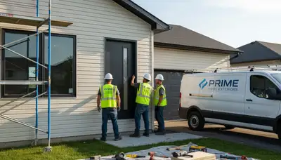 Professional door installation with vinyl siding in Las Vegas, NV by Next Level Exteriors