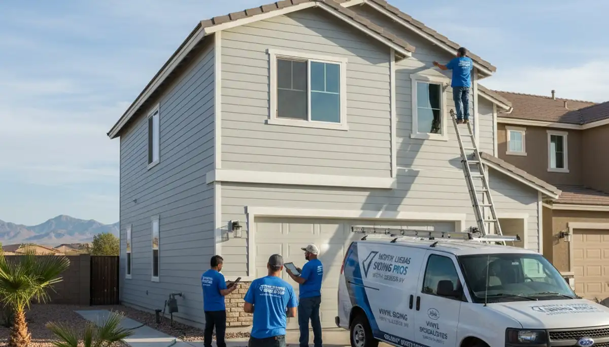 Professional vinyl siding installation on home exterior in Las Vegas, NV