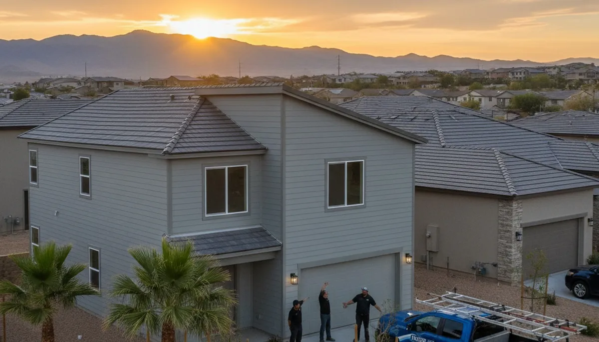Professional vinyl siding installation on home exterior in Las Vegas NV by sidinglasvegas.com experts