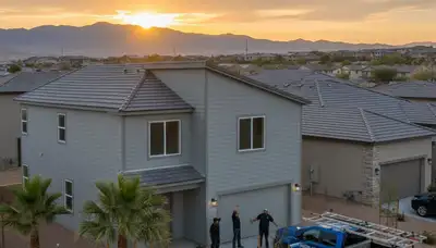 Professional vinyl siding installation on home exterior in Las Vegas NV by sidinglasvegas.com experts