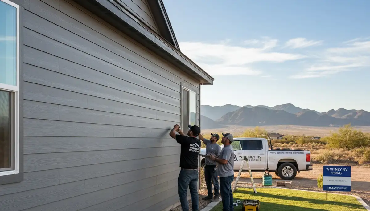 Professional vinyl siding installation on home exterior in Las Vegas NV by sidinglasvegas.com